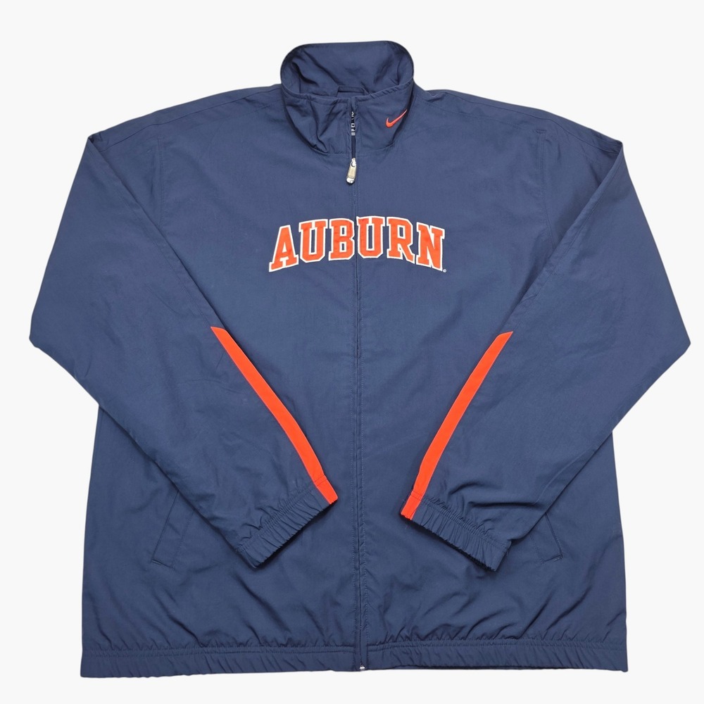 Nike Team Auburn Tigers Windbreaker Jacket Mens XXL Navy Blue Full Zip NCAA